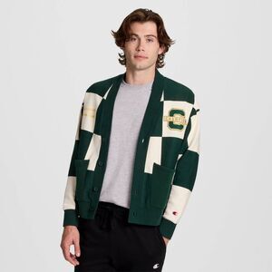 Champion -  Men's Varsity Check Cardigan Sweater - Gr Green